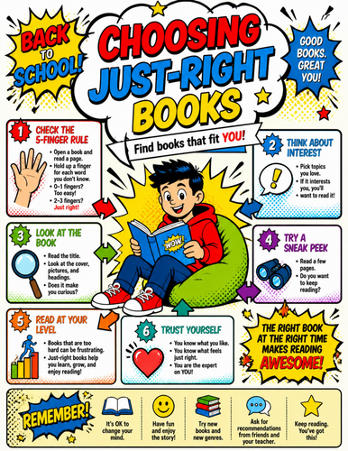 Choosing Just-Right Books I  Educational Poster