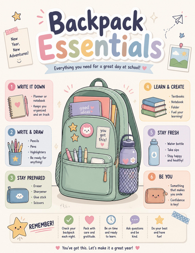 Backpack Essentials I Educational Poster