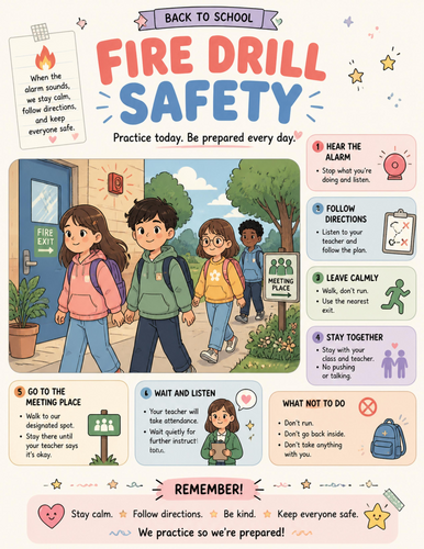Fire Drill Safety I Educational Poster