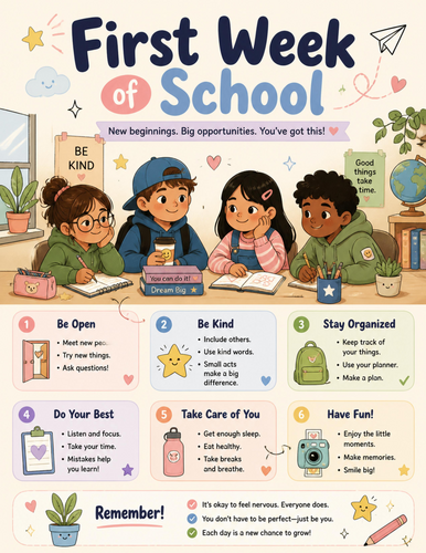 First Week of School I Educational Poster
