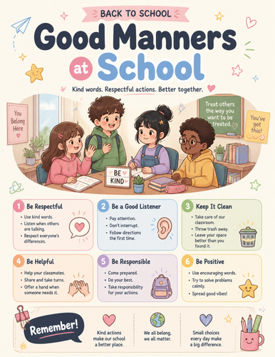 Good Manners at School I Educational Poster