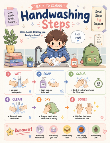 Handwashing Steps I Educational Poster