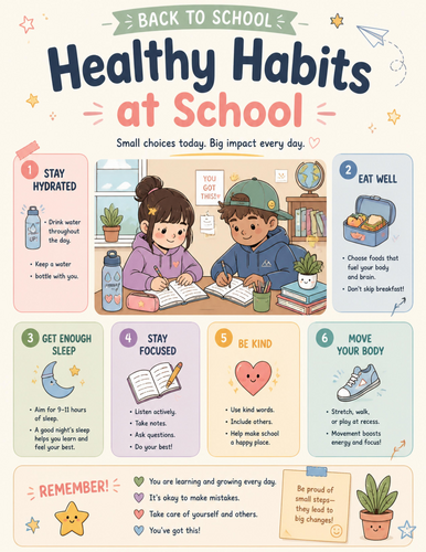 Healthy Habits at School I Educational Poster
