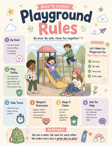 Playground Rules I Educational Poster