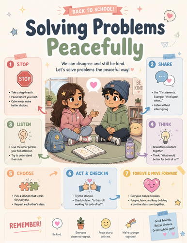 Solving Problems Peacefully I Educational Poster