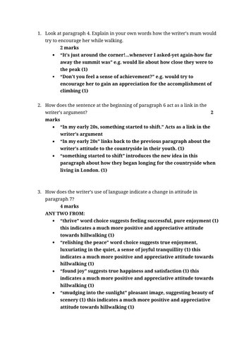 L6 Lit Comm/Literacy Reading Assessment and Marking Scheme