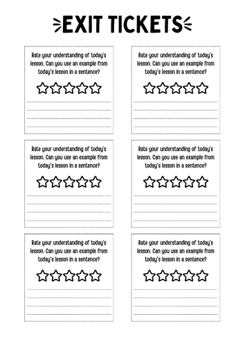 stars exit ticket