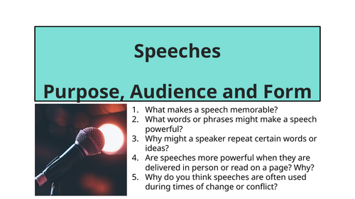 Speeches - Purpose, Audience and Form: Winston Churchill “We Shall Fight on the Beaches”
