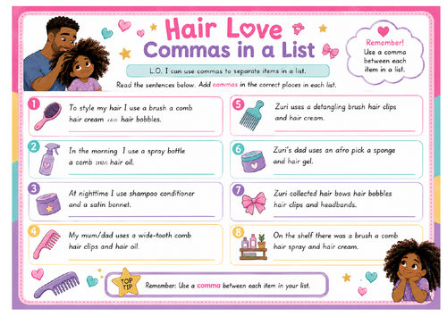 Hair Love- Commas in a List