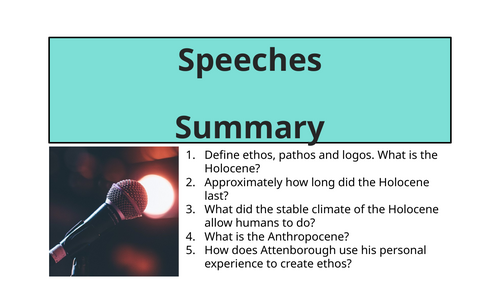 Speeches - Summary (David Attenborough - Davos Speech)