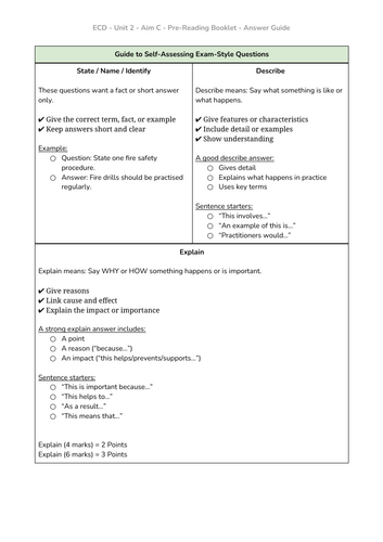 BTEC AAQ Early Childhood Development - Unit 2 - Aim C