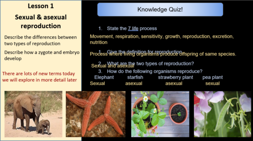 Edexcel IGCSE Biology 9–1 Unit 3a: Reproduction in Plants & Humans  10 Complete Lessons 110+ Slides
