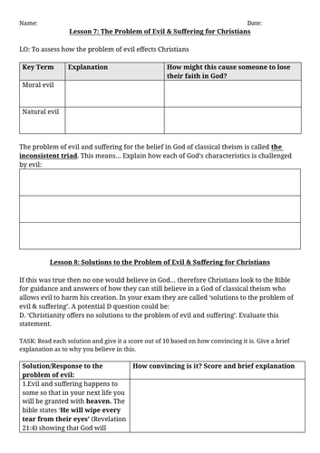 The problem of evil - Christian Beliefs Edexcel 2026