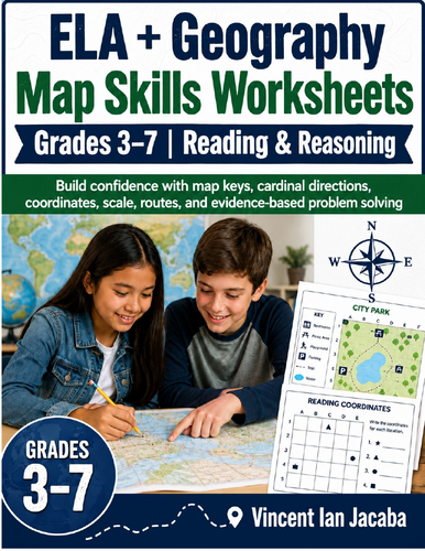 ELA + Geography Map Skills Worksheets Grades 3–7 | Reading & Reasoning ...