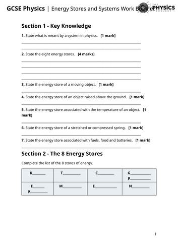 Energy Stores and Systems | GCSE Combined Science | Complete Work ...