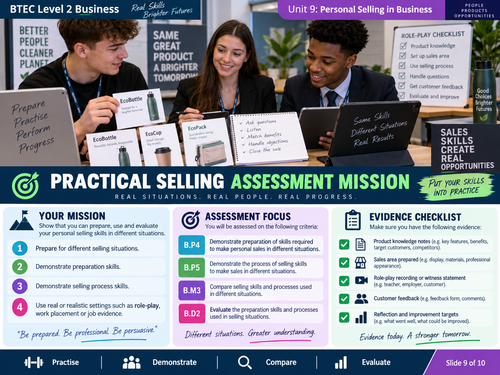 BTEC Level 2 Unit 9 Personal Selling in Business | 38-Page Student Workbook | Editable Word