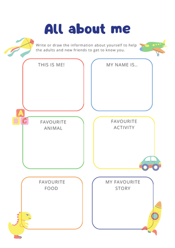 All about me Page | Teaching Resources