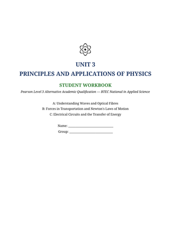 BTEC Level 3 Applied Science AAQ Unit 3 Physics | Principles & Applications of Physics