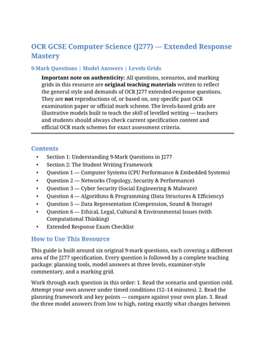 OCR GCSE Computer Science (J277) 9-Mark Exam Mastery: Model Answers ...