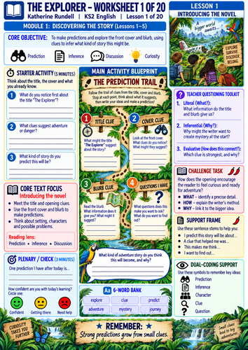The Explorer by Katherine Rundell | Lessons 1–10 | KS3 English Worksheets & Reading Activities
