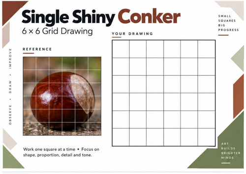 Conkers Grid Drawing Worksheets | 20 Autumn Art Activities | KS3 & KS4 ...