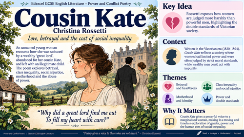 Cousin Kate | Edexcel GCSE English Literature Conflict Poetry | 12 Visual Revision Mats