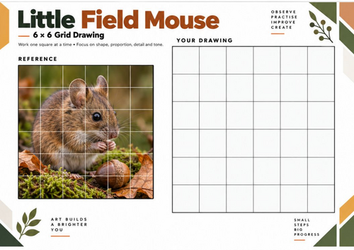 Field Mouse Grid Drawing Worksheet | 6x6 Wildlife Drawing Activity ...