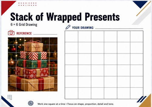 Christmas Presents Grid Drawing Worksheet | Festive Art Activity ...