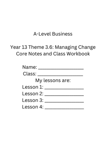 Edexcel A-Level Business Theme 3 Complete Resources