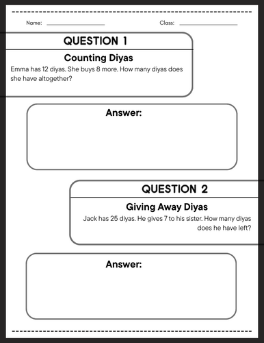 Diwali Math Activities: Addition, Subtraction & More | Teaching Resources
