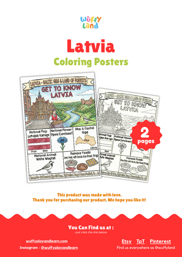 Latvia Geography Coloring Poster | Country Facts & Map Activity ...