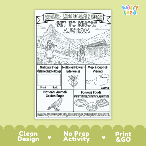 Austria Geography Coloring Poster | Country Facts & Culture | Teaching ...