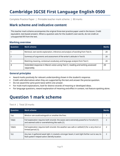Cambridge IGCSE English Language Paper 1 0500 new spec 2027-2029 ...