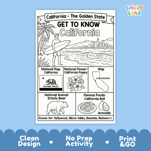California Geography Coloring Poster | State Facts & Symbols | Teaching ...