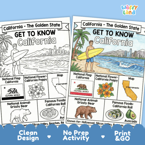 California Geography Coloring Poster | State Facts & Symbols | Teaching ...