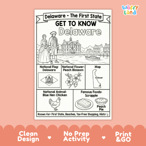 Delaware Geography Coloring Poster | U.S. State Facts Worksheet ...