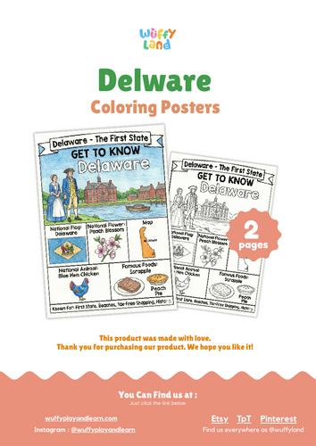 Delaware Geography Coloring Poster | U.S. State Facts Worksheet ...