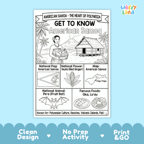 American Samoa Geography Coloring Poster | State & Territory Facts ...