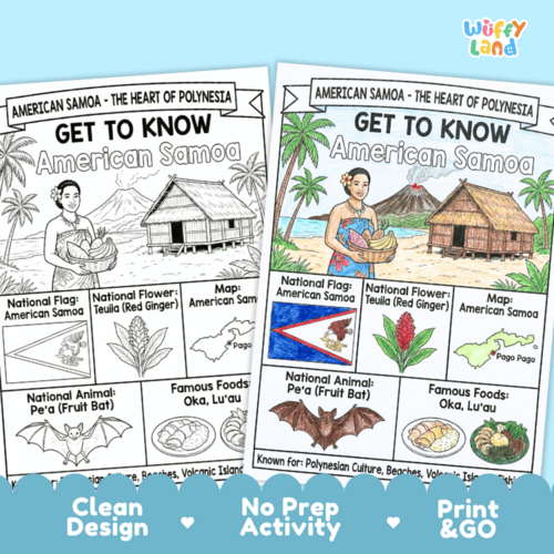 American Samoa Geography Coloring Poster | State & Territory Facts ...