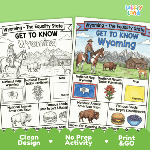 Wyoming Geography Coloring Poster | State Symbols & Facts | Teaching ...