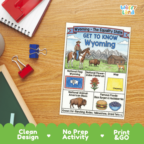 Wyoming Geography Coloring Poster | State Symbols & Facts | Teaching ...