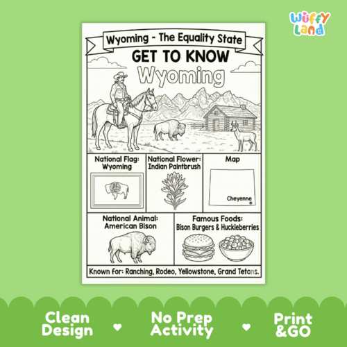 Wyoming Geography Coloring Poster | State Symbols & Facts | Teaching ...