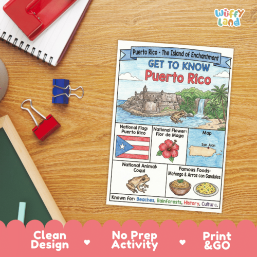 Puerto Rico Geography Coloring Poster | U.S. Territory Facts | Teaching ...