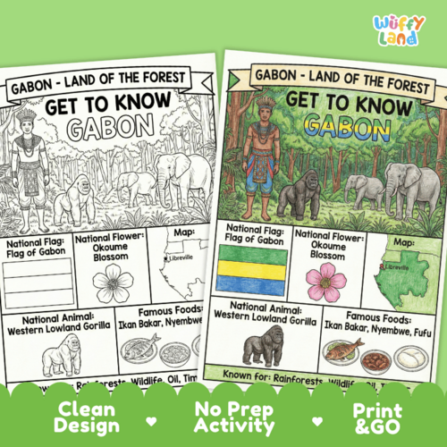 Gabon Geography Coloring Poster | Country Facts & Culture | Teaching ...