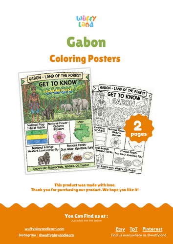 Gabon Geography Coloring Poster | Country Facts & Culture | Teaching ...
