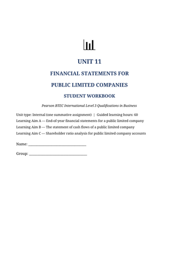 BTEC International Level 3 Business Unit 11 | Financial Statements for Public Limited Companies