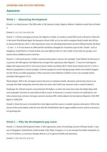 AQA GCSE Geography: Changing Economic World Homework