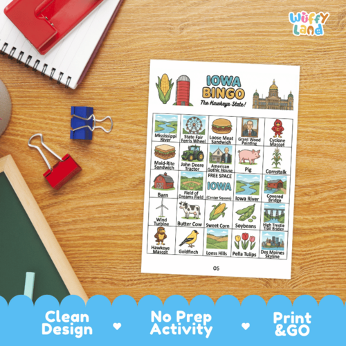 Iowa Geography Bingo Game | 10 Printable State Study Boards | Teaching ...