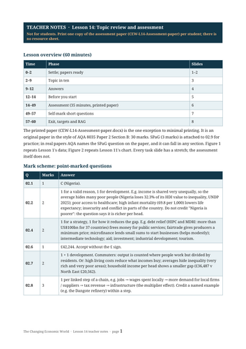 Changing Economic World: 14 AQA GCSE Lessons