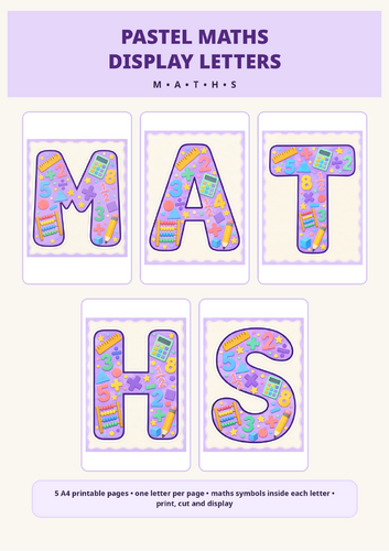 Pastel Maths Classroom Display Letters | MATHS Printable Display | A4 ...